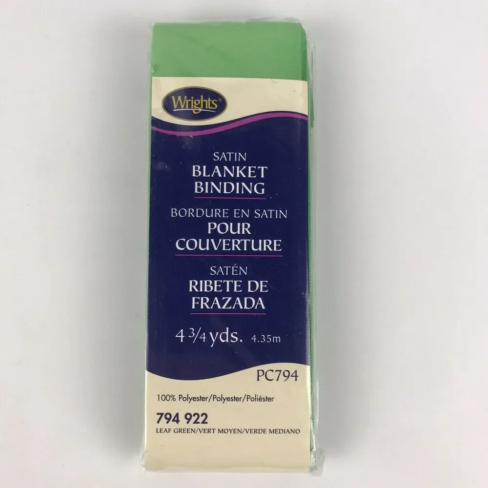 Wrights Satin Blanket Binding 794 922 Leaf Green 2 in Wide 4-3/4 Yards Polyester